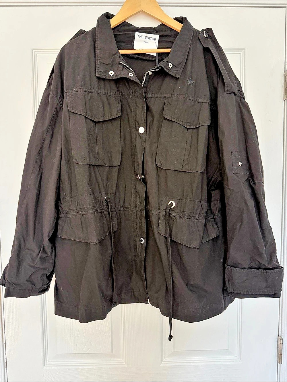 The Editor Sahariana Utility Jacket Cotton Black Size 46 (US 10) NWT